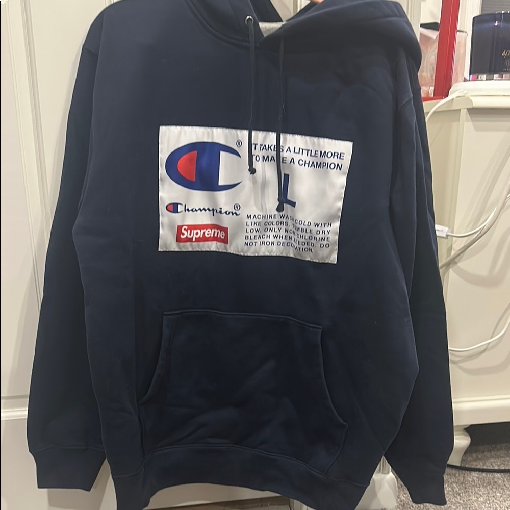 Champion x Supreme Navy Hoodie Men’s Large